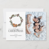 Boho Winter Citrus Wreath Photo Holiday Kaart (Voorkant)