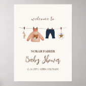 Boho Winter Clothesline Baby shower Affiche de bie (Devant)