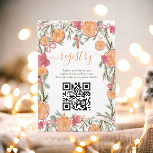 Boho Winter Gedroogde Citrus Floral Bridal Registr Informatiekaartje