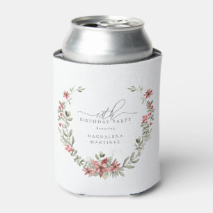 Boho Winter Greenery Red Floral 18e verjaardag Blikjeskoeler