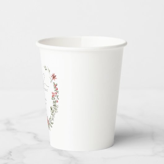 Boho Winter Greenery Red Floral 19e verjaardag Papieren Bekers (Links)