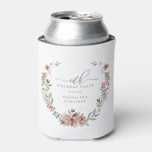 Boho Winter Greenery Red Floral 40e verjaardag Blikjeskoeler