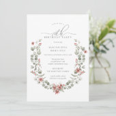 Boho Winter Greenery Red Floral 70e verjaardag Kaart (Staand voorkant)