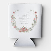 Boho Winter Greenery Red Floral 80ste verjaardag Blikjeskoeler (Voorkant)