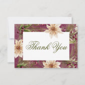 Boho Winter groen Boughs Bourgogne bruiloft Bedankkaart (Voorkant)