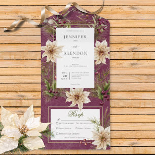 Boho Winter Groen Boughs Bourgogne Diner All In One Uitnodiging