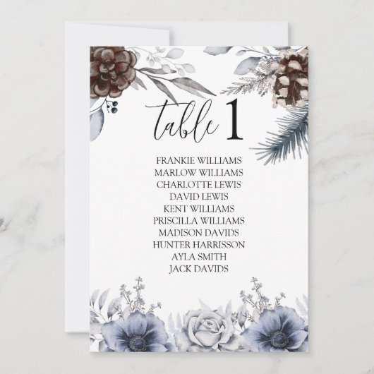Boho Winter Wedding Dinner Seating Chart Cartes (Devant)