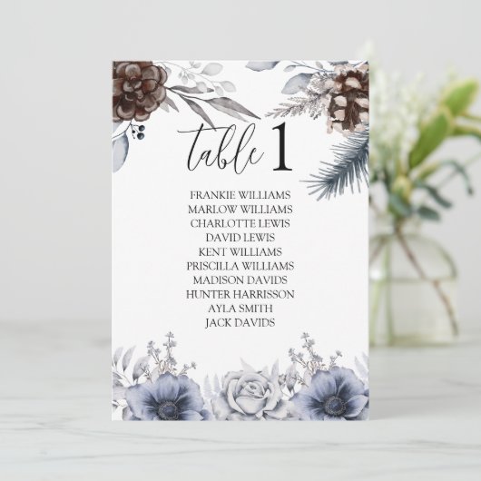 Boho Winter Wedding Dinner Seining Chart Kaarten (Staand voorkant)