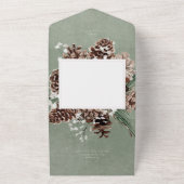 Boho Winter Wit Bloemen & dennengroen diner All In One Uitnodiging (Buitenkant)