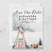 Boho Winter Woodland Holiday Photo Save the Date (Devant)