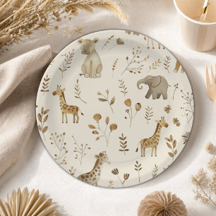 Boho wit beige jungle dieren papieren bordje