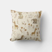 Boho Wit Beige Oerwoud Dieren Kussen (Voorkant)