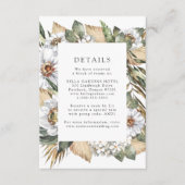 Boho Wit Bloemen & Groen Bruiloft Details Informatiekaartje (Voorkant)
