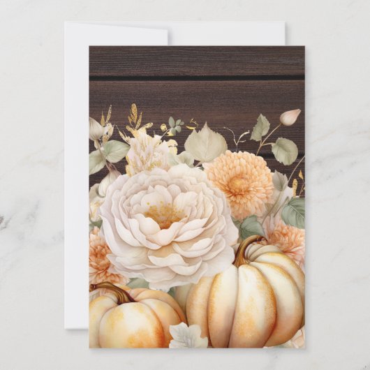 Boho Wit en Goud Glitter Pompoenen Bruiloft Save The Date (Achterkant)