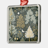 Boho Wit Groen Goud Kerstbomen Metalen Ornament (Links)