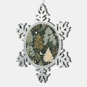 Boho Wit Groen Goud Kerstbomen Tin Sneeuwvlok Ornament (Rechts)