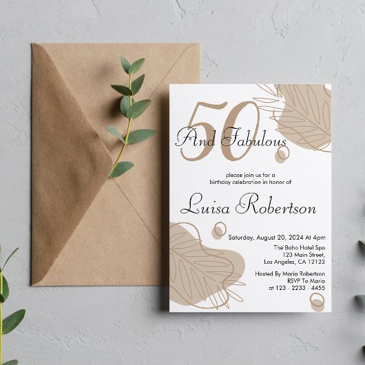 Boho wit modern blad alle leeftijden verjaardag kaart