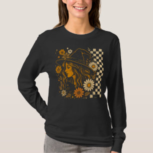 Boho Witch met Kat en Bloemen - Autumn Aesthetic T-shirt