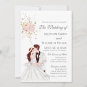 Boho with bride and groom wedding Invitation (Devant)