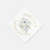 Boho Witte Bloemen Eucalyptus 40e Verjaardag Servet (Hoek)