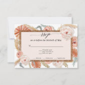 Boho Witte Bloemige Tropische Palm Pampas Gras RSV RSVP Kaartje (Voorkant)