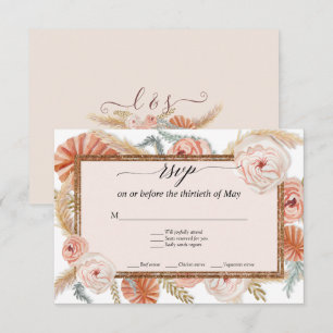 Boho Witte Bloemige Tropische Palm Pampas Gras RSV RSVP Kaartje