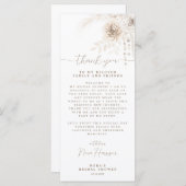 Boho Witte en Neutrale Bloemen Dank u Plaatskaart Menu (Voorkant / Achterkant)