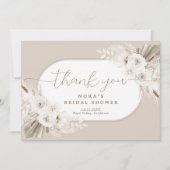 Boho witte en neutrale boeket bedankkaart (Voorkant)