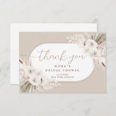 Boho witte en neutrale gedroogde bloemen bedankkaart (Voorkant / Achterkant)