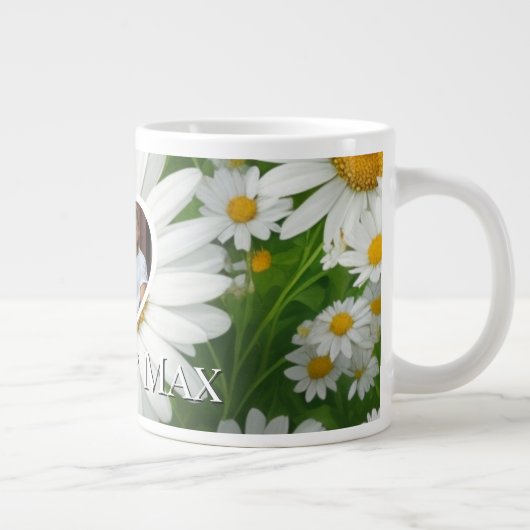 Boho witte madeliefjes sjabloon extra grote beker (Rechts)