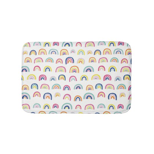 Boho Witte Multi Regenboog Badmat (Voorkant)