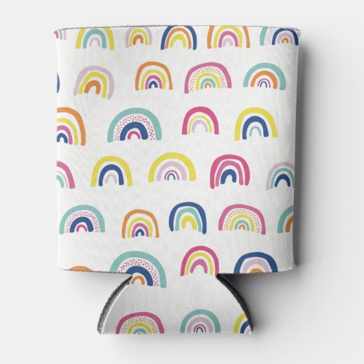 Boho Witte Multi Regenboog Blikjeskoeler (Voorkant)