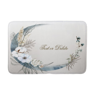 Boho Witte Orchidee Bloemen Blauwe Maan Elegant Badmat