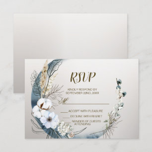 Boho Witte Orchidee Bloemen Blauwe Maan Elegant Pa RSVP Kaartje