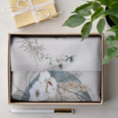 Boho Witte Orchidee Bloemen Blauwe Maan Elegant Pa Tissuepapier (Geschenk)