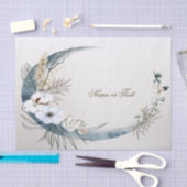 Boho Witte Orchidee Bloemen Blauwe Maan Elegant Pa Tissuepapier (Craft)