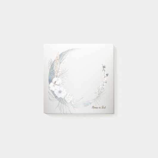 Boho Witte Orchidee Bloemen Blauwe Maan Elegant Post-it® Notes (Voorkant)