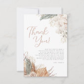 Boho Witte Orchidee & Pampas Gras Bruidsdouche Bedankkaart (Voorkant)