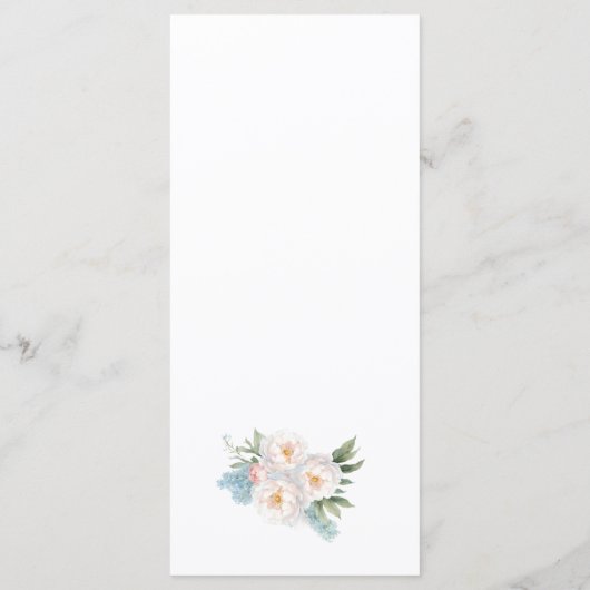 BOHO WITTE ROZEN BLOEMEN BRUILOFT DINER MENU (Achterkant)
