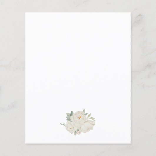 BOHO WITTE ROZEN BLOEMEN BRUILOFT DINER MENU (Achterkant)