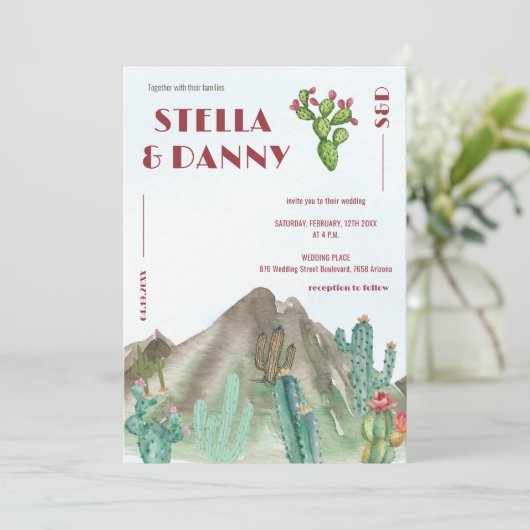 Boho Woestijn Cactus Arizona Bestemming Kaart (Staand voorkant)