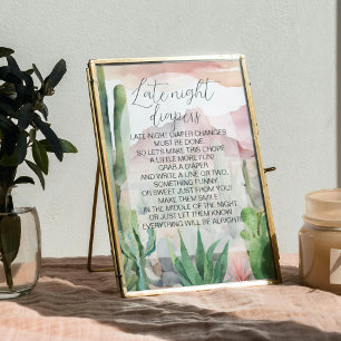 Boho woestijn cactus Baby shower luier spel teken Poster