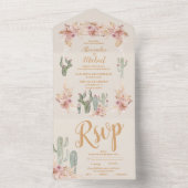 Boho woestijn cactus bruiloft all in one uitnodiging (Binnen)