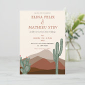 Boho woestijn Cactus bruiloft Kaart (Staand voorkant)
