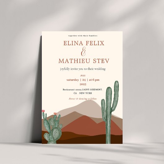 Boho woestijn Cactus bruiloft Kaart
