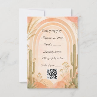 Boho Woestijn Cactus Bruiloft RSVP Kaart