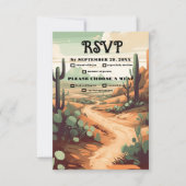 Boho woestijn cactus geïllustreerde bruiloft RSVP kaartje (Voorkant)