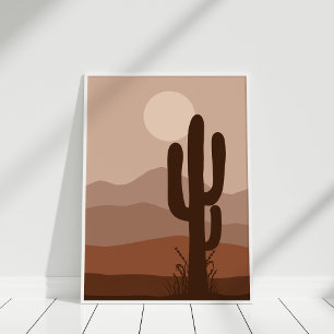 Boho Woestijn Cactus Maan Landschap Muurkunst Prin Poster