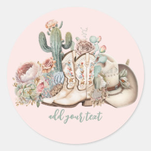 Boho woestijn cowgirl cowboylaarzen cowboy pet ronde sticker