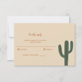Boho Woestijn Eenvoudige Trouwdag RSVP Kaartje